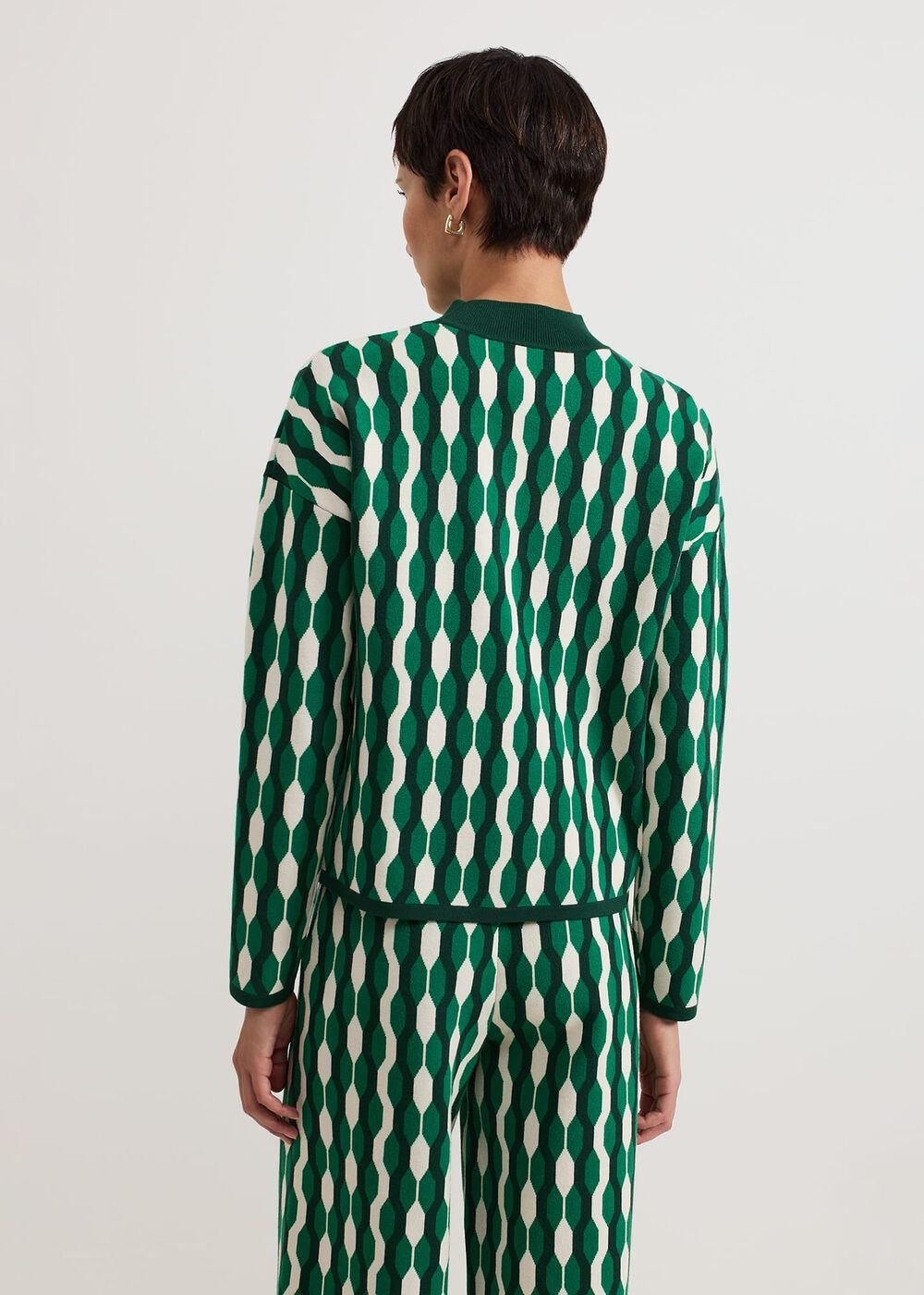 Payton Geo Jacquard Knit Top - Green