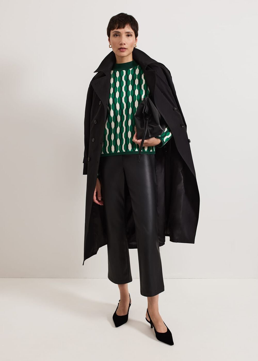 Payton Geo Jacquard Knit Top - Green