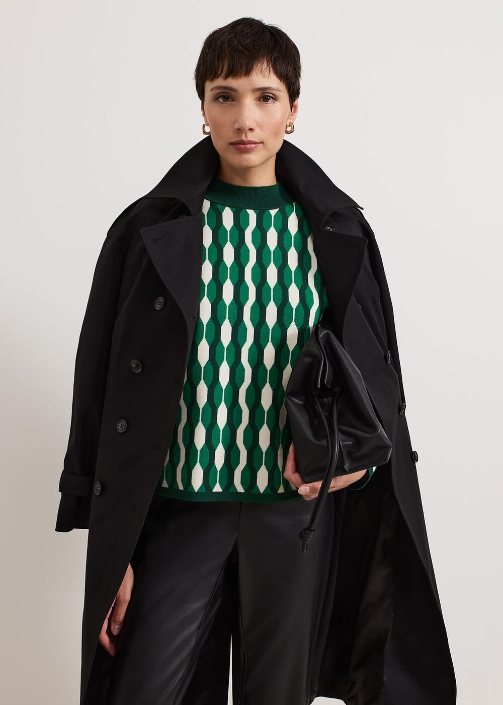 Payton Geo Jacquard Knit Top - Green