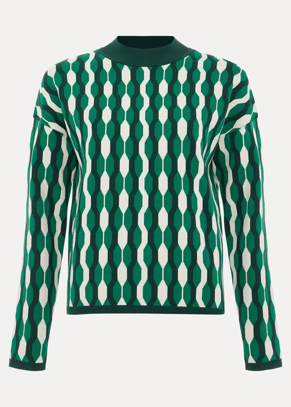 Payton Geo Jacquard Knit Top - Green