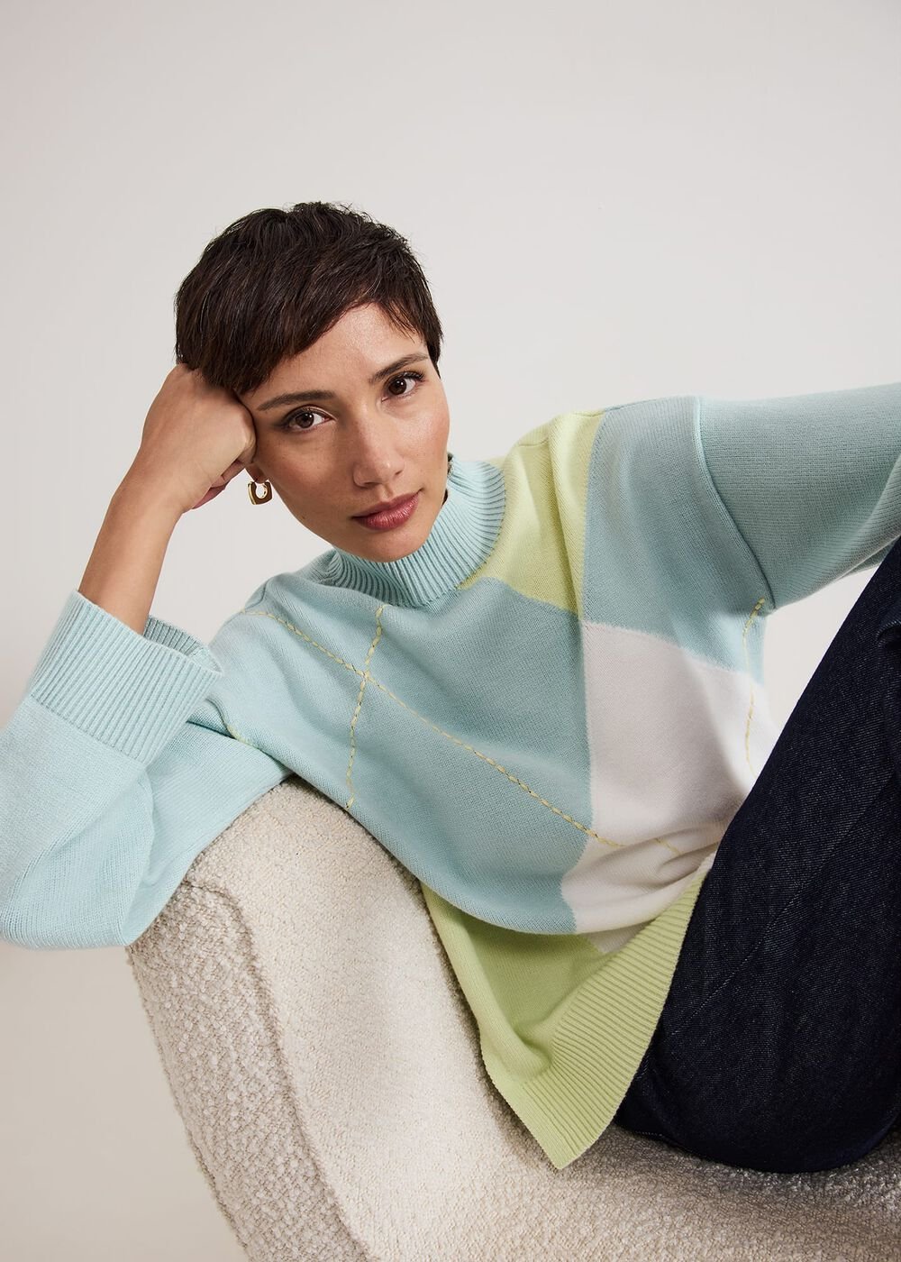 Darla Argyle Jumper - Light Green