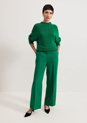 Jess Textured Funnel Neck Jumper - Green