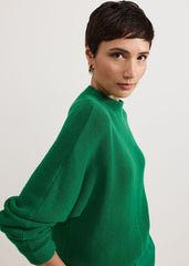 Jess Textured Funnel Neck Jumper - Green
