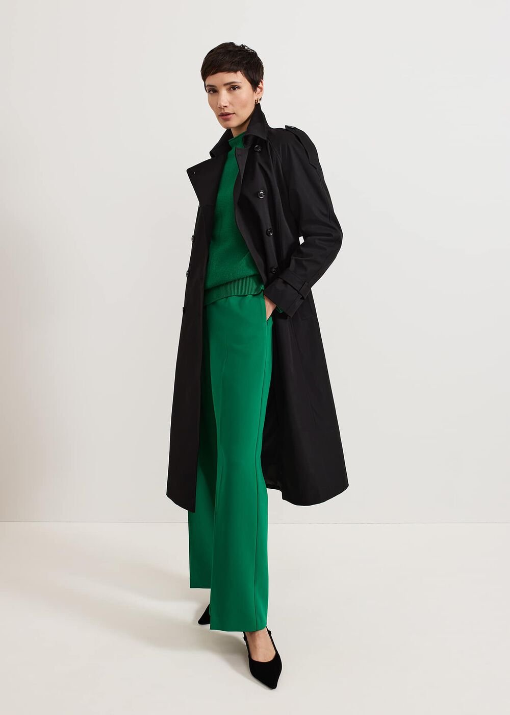 Jess Textured Funnel Neck Jumper - Green