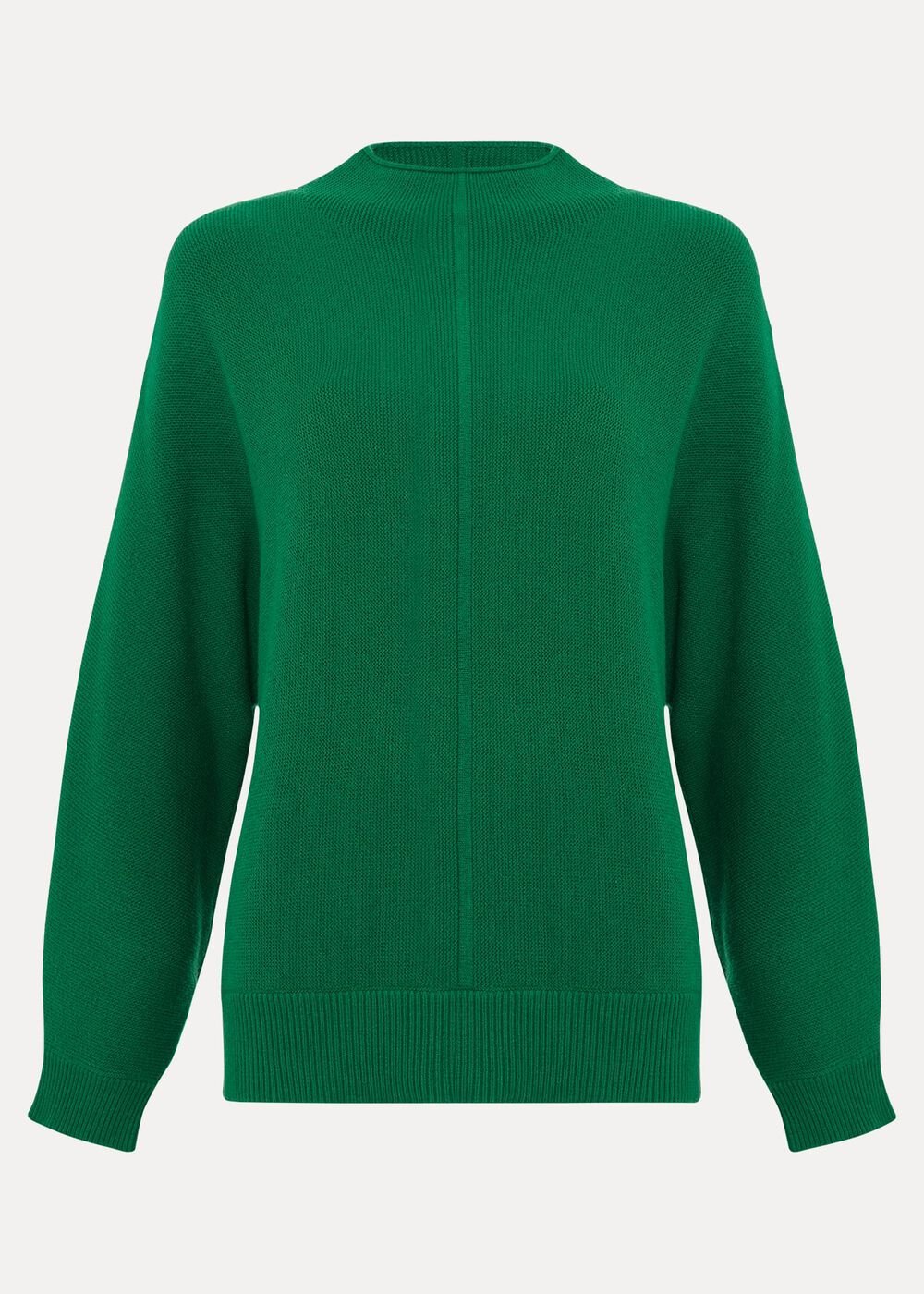 Jess Textured Funnel Neck Jumper - Green