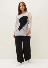 Francis Abstract Print Knit Jumper - Grey Multi