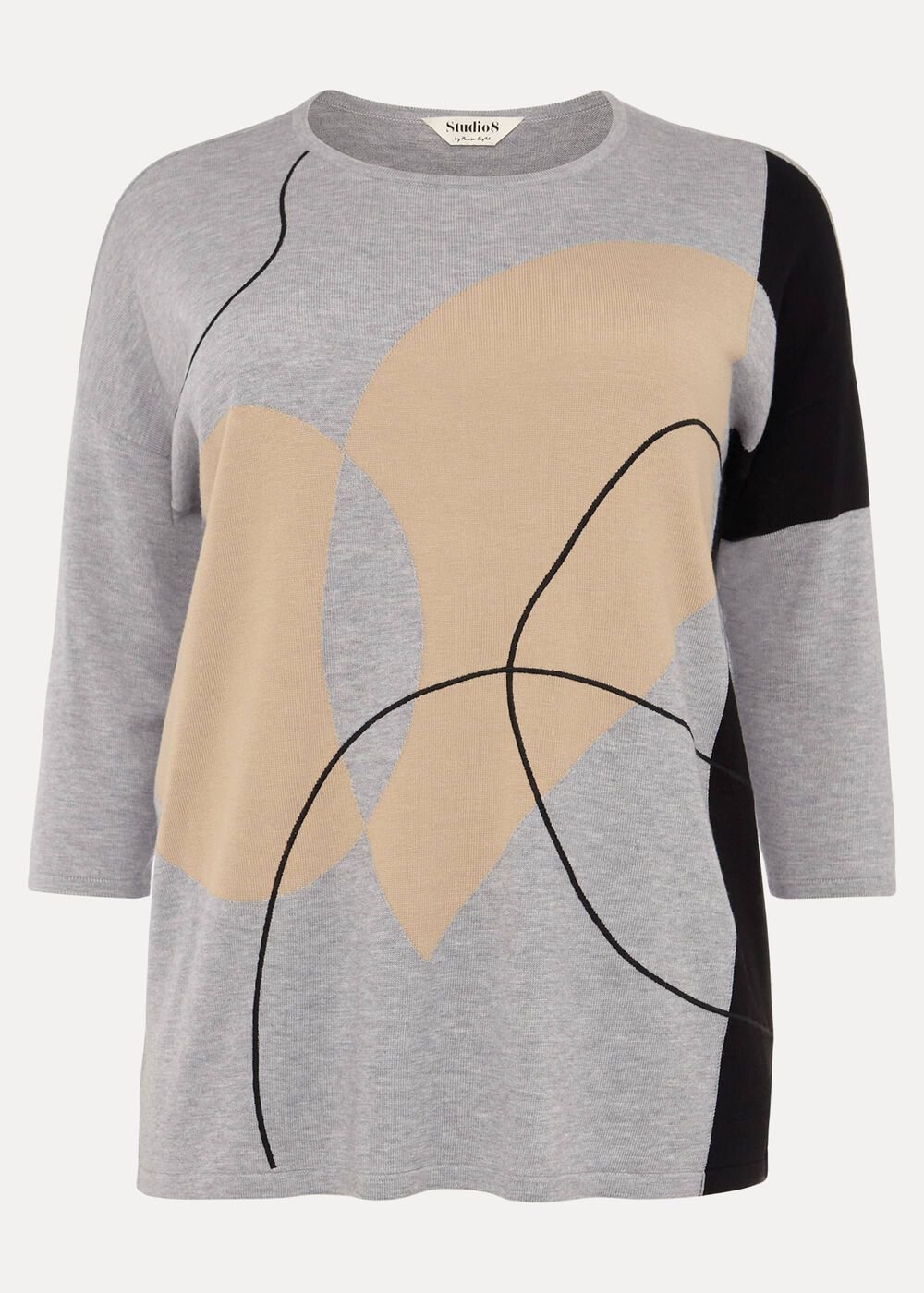 Francis Abstract Print Knit Jumper - Grey Multi