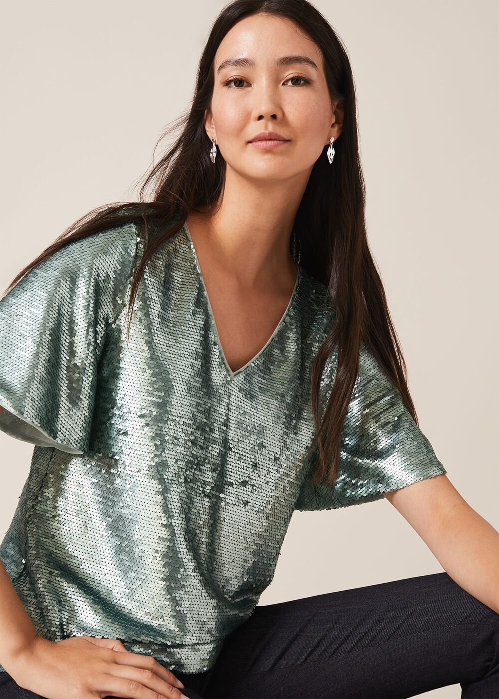 Adara Sequin Blouse - Mint