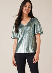 Adara Sequin Blouse - Mint