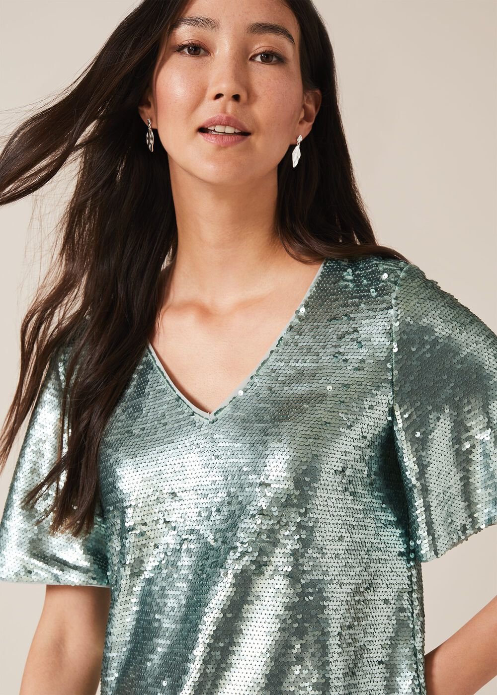 Adara Sequin Blouse - Mint