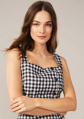 Gingham Cami Top - Navy/White