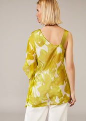 Coline Asymmetric Silk Blend Blouse - Chartreuse