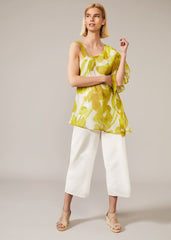 Coline Asymmetric Silk Blend Blouse - Chartreuse
