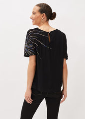 Starburst Sequin Blouse - Black