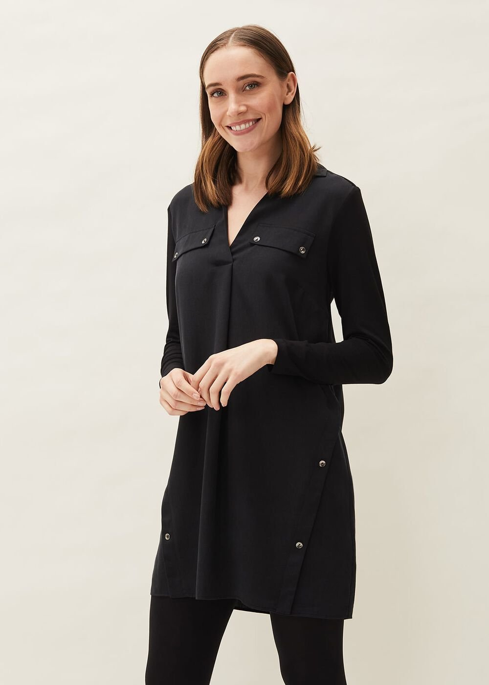 Neave Button Tunic - Black