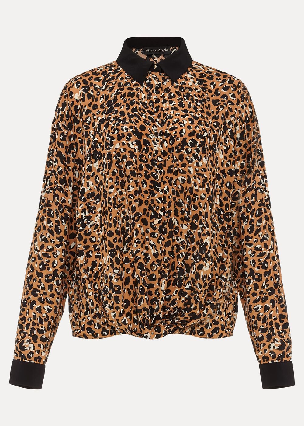 Kaelie Leopard Twist Front Blouse - Black/Multi