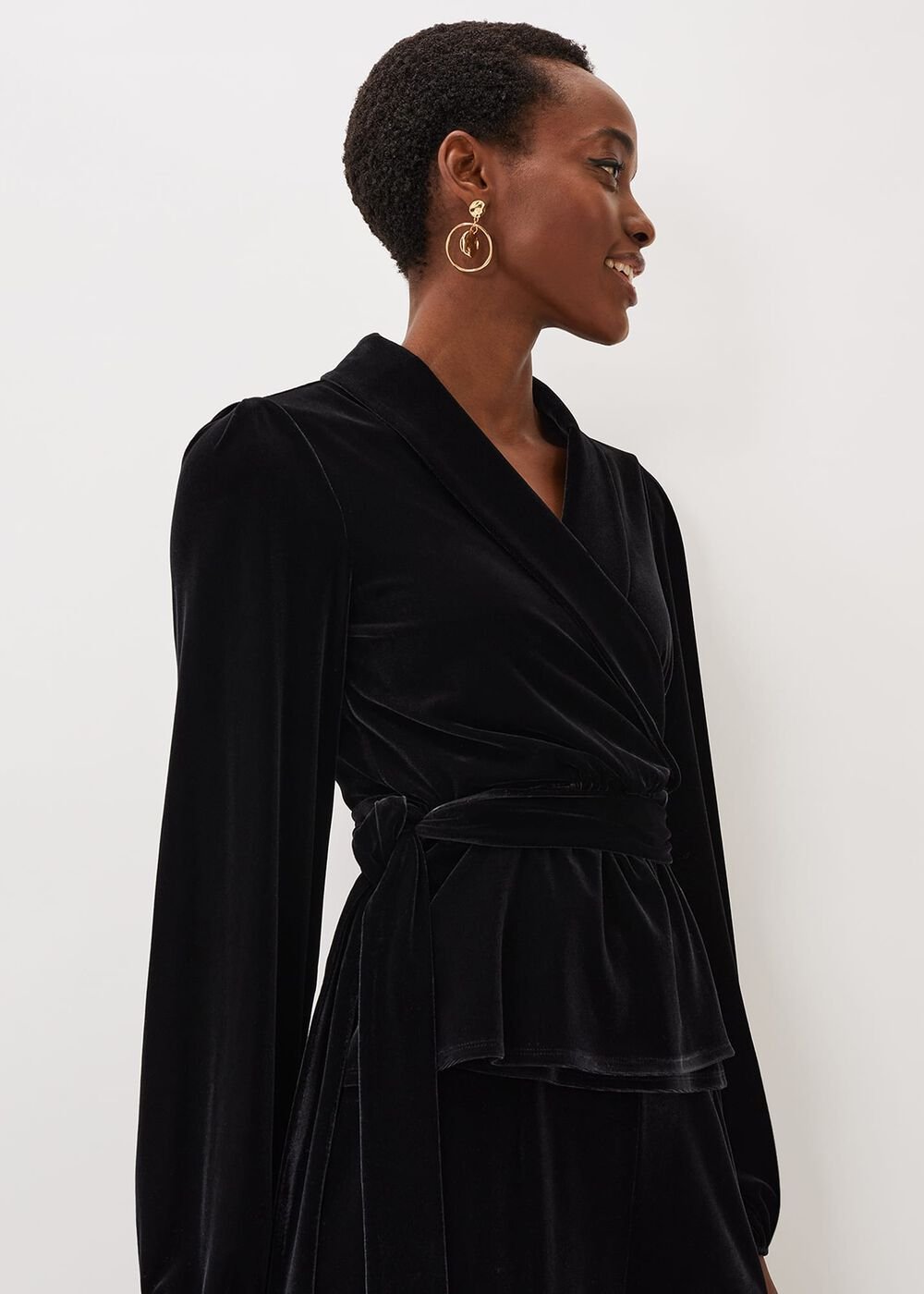 Florentine Velvet Co-Ord Top - Black