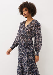 Lola Floral Co-Ord Blouse - Navy/Pink