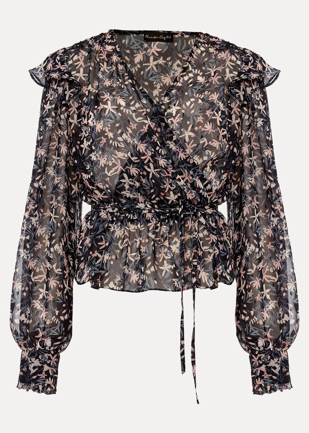 Lola Floral Co-Ord Blouse - Navy/Pink