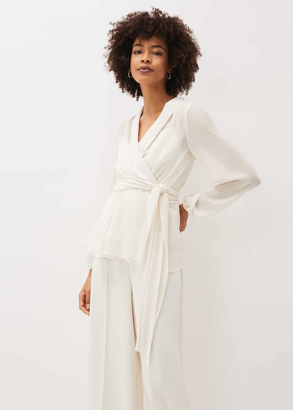 Florentine Semi-Sheer Wrap Top - Buttermilk
