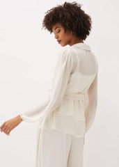 Florentine Semi-Sheer Wrap Top - Buttermilk