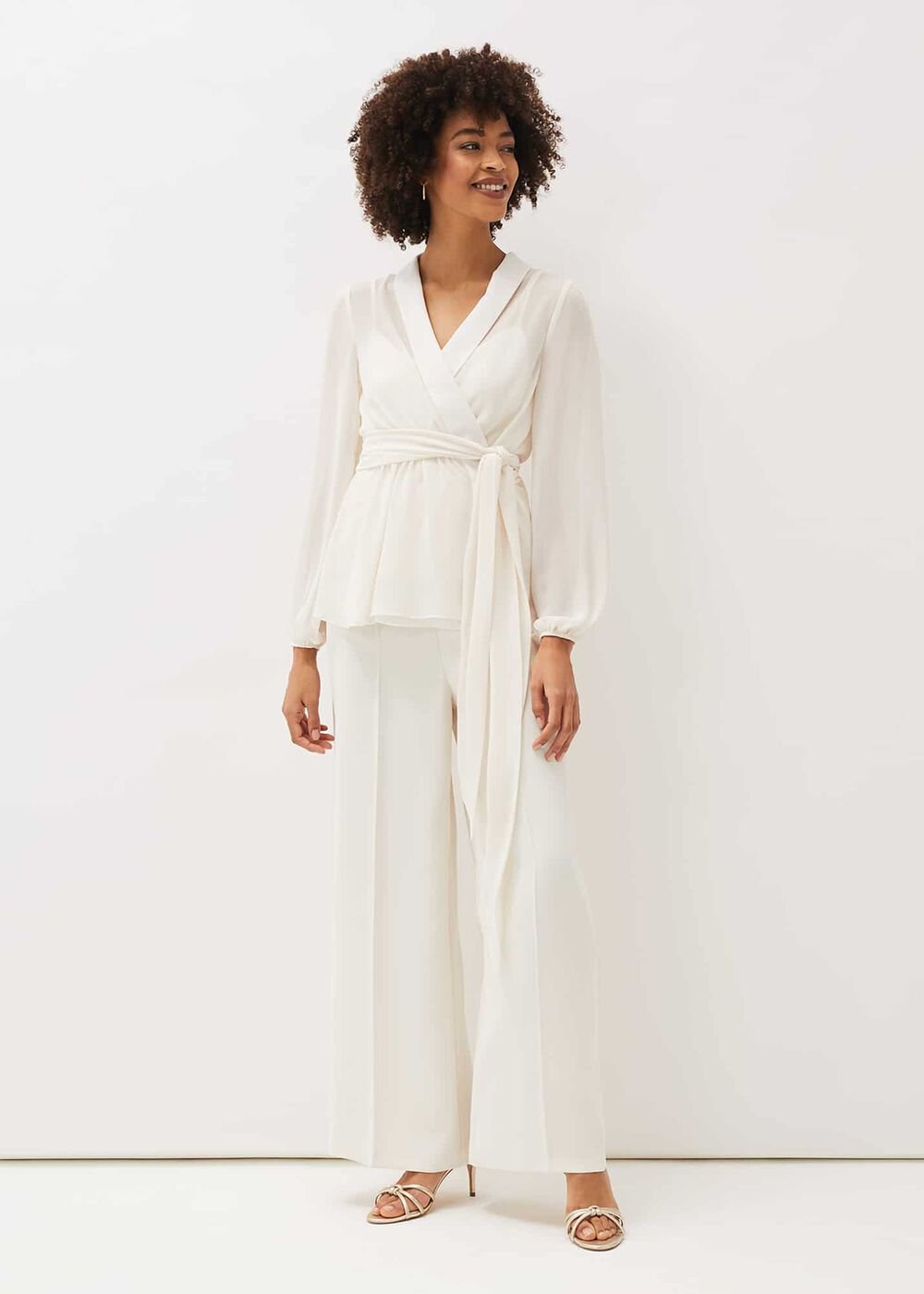 Florentine Semi-Sheer Wrap Top - Buttermilk