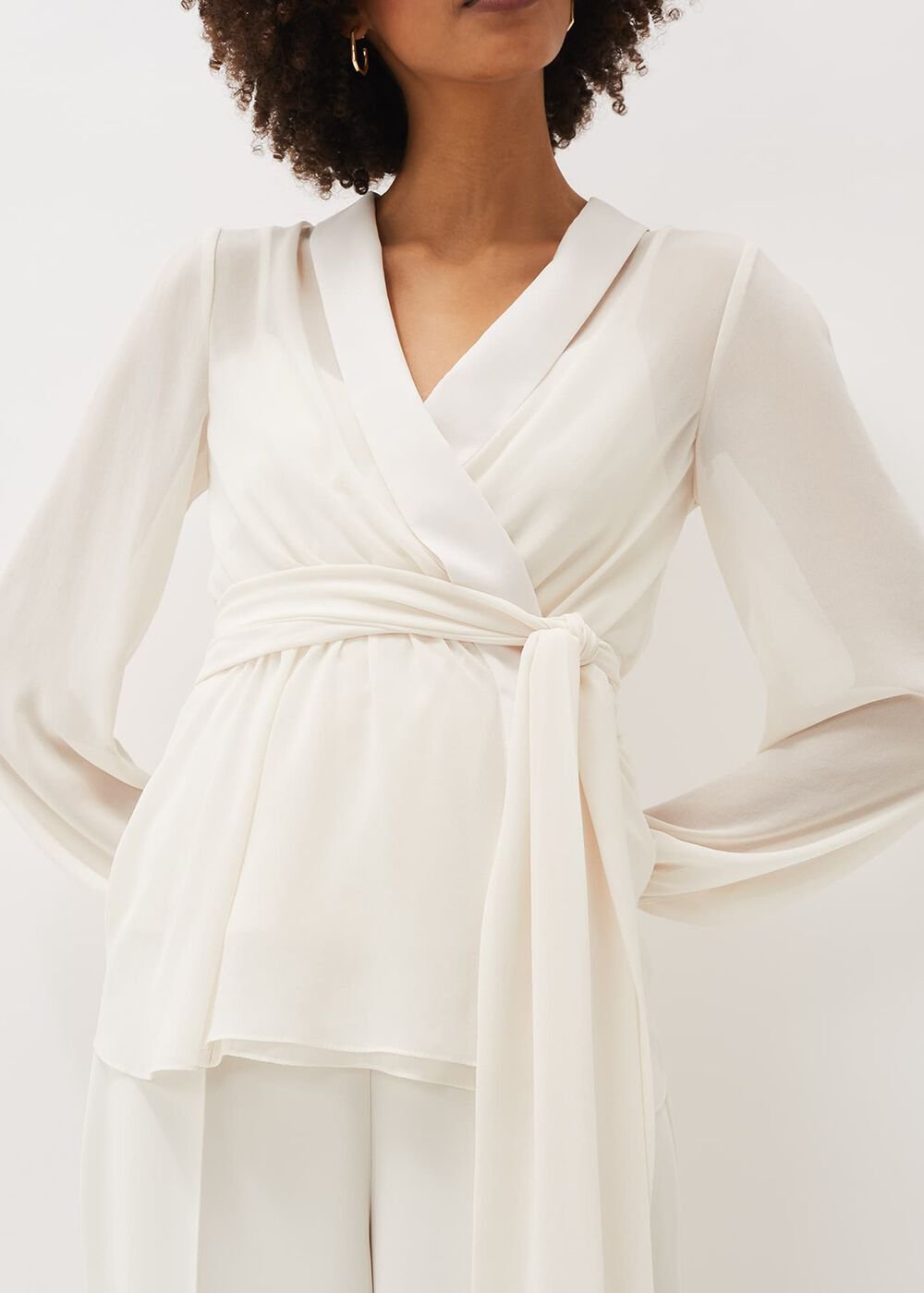 Florentine Semi-Sheer Wrap Top - Buttermilk