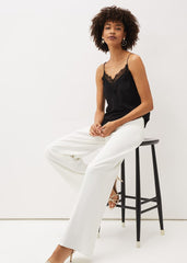 Rachael Lace Trim Silk Camisole - Black