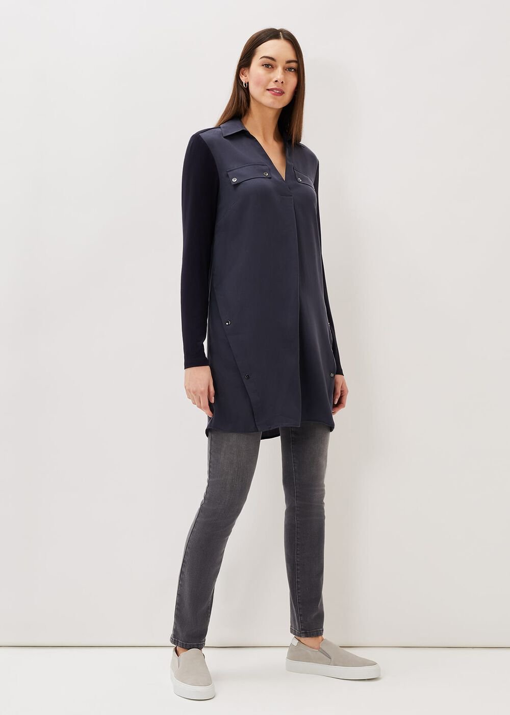 Neave Button Tunic - Navy