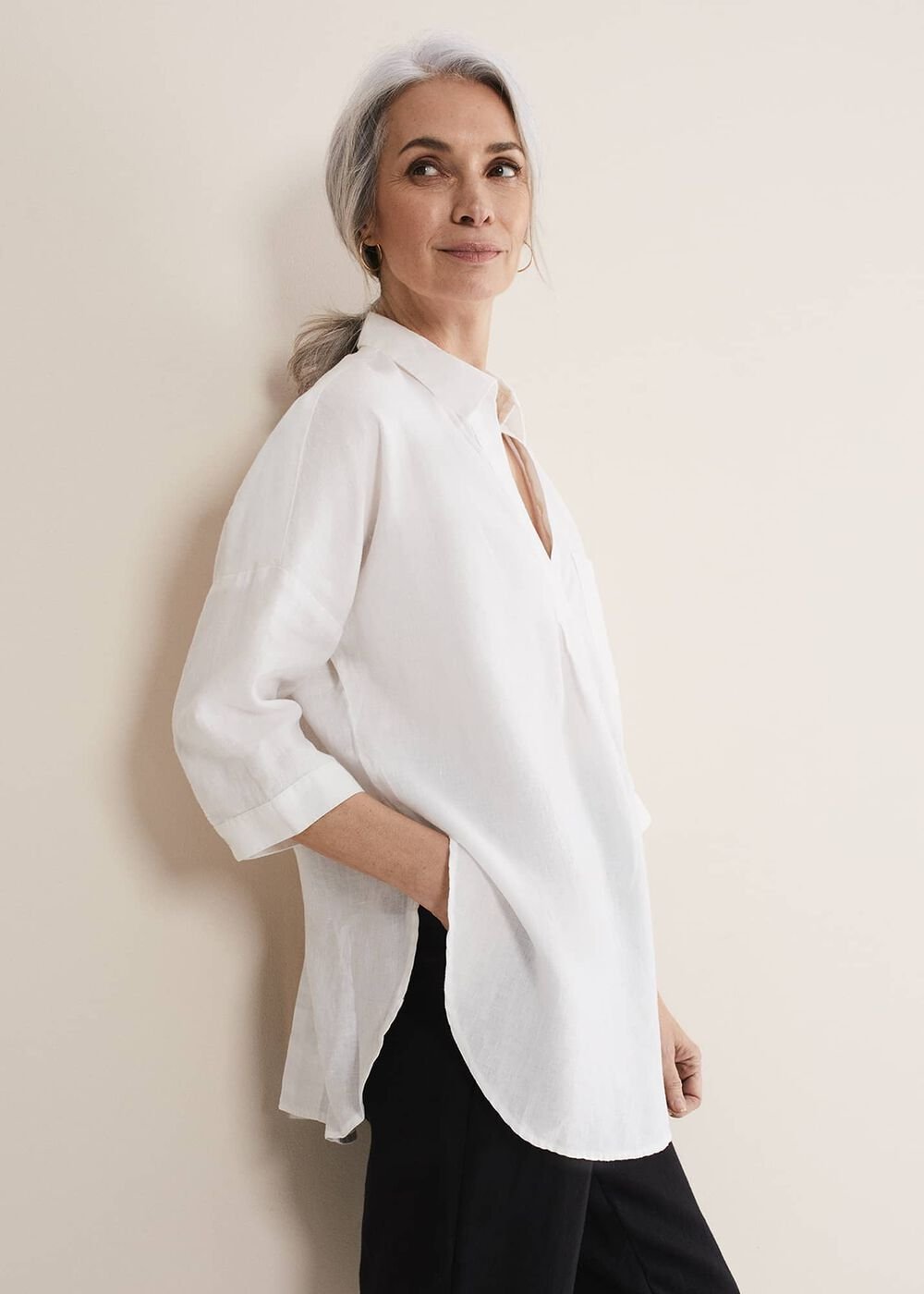 Cynthia Linen Blouse - White
