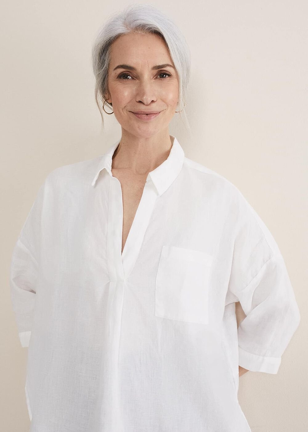 Cynthia Linen Blouse - White