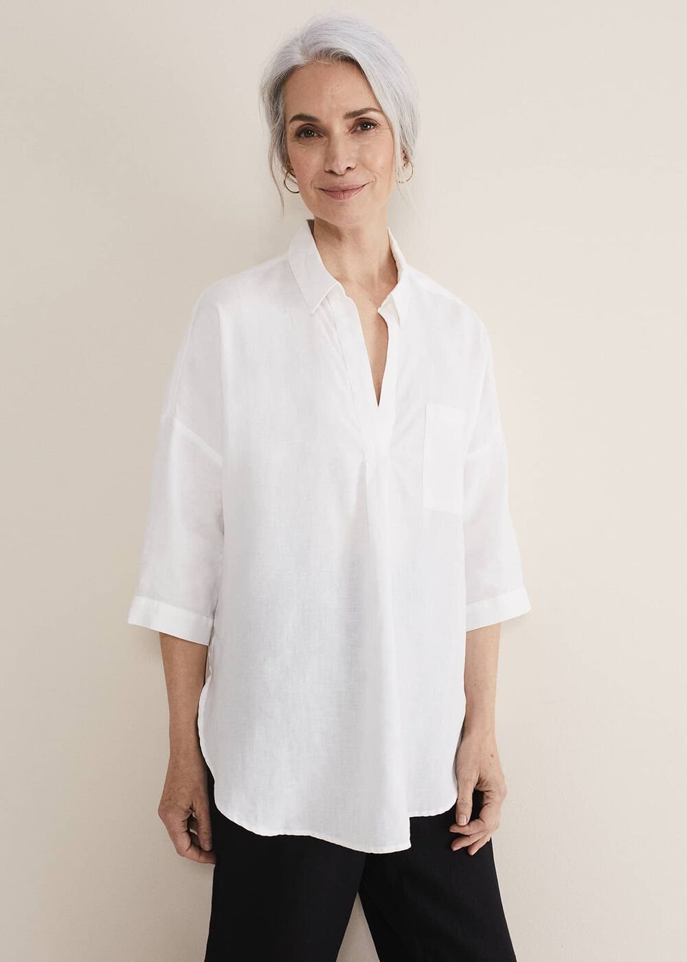 Cynthia Linen Blouse - White