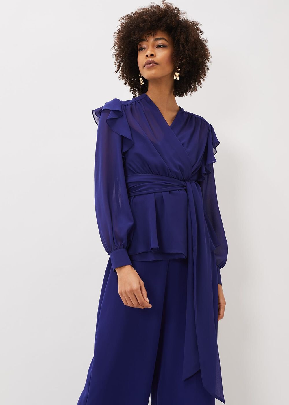 Avril Frill Wrap Co Ord Top - Violet