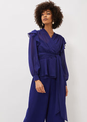 Avril Frill Wrap Co Ord Top - Violet