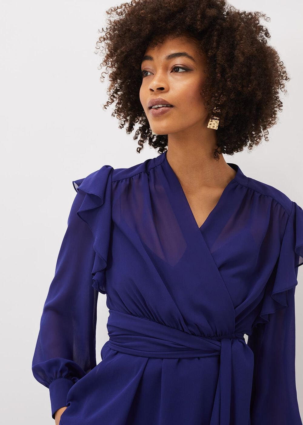 Avril Frill Wrap Co Ord Top - Violet