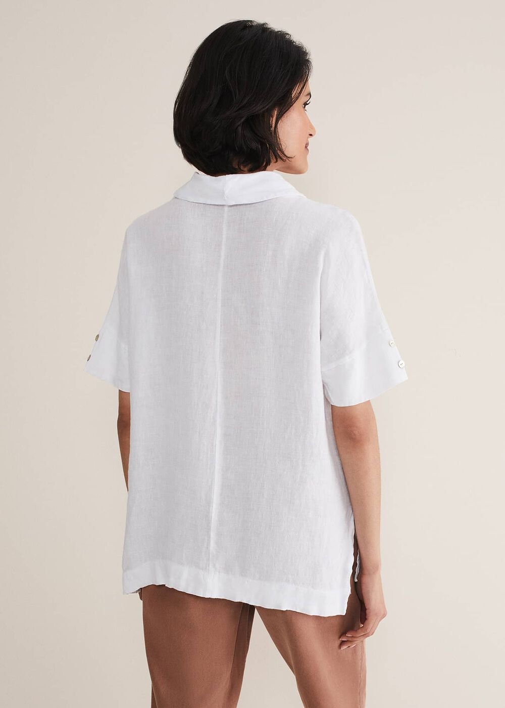 Carita V-Neck Linen Blouse - White
