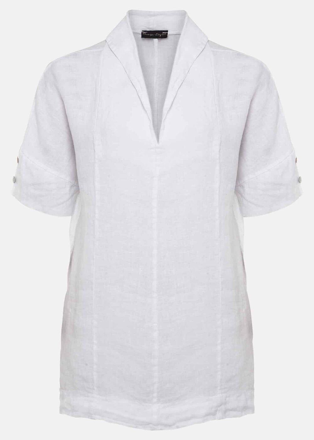 Carita V-Neck Linen Blouse - White