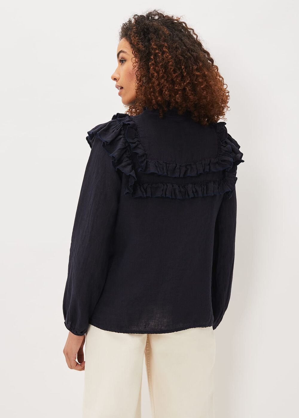 Imogen Linen Blouse - Navy