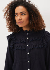 Imogen Linen Blouse - Navy