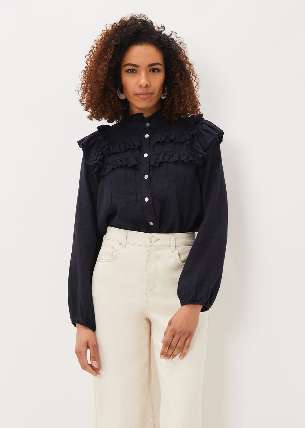 Imogen Linen Blouse - Navy