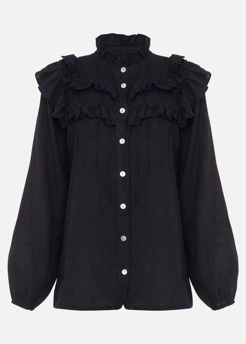 Imogen Linen Blouse - Navy