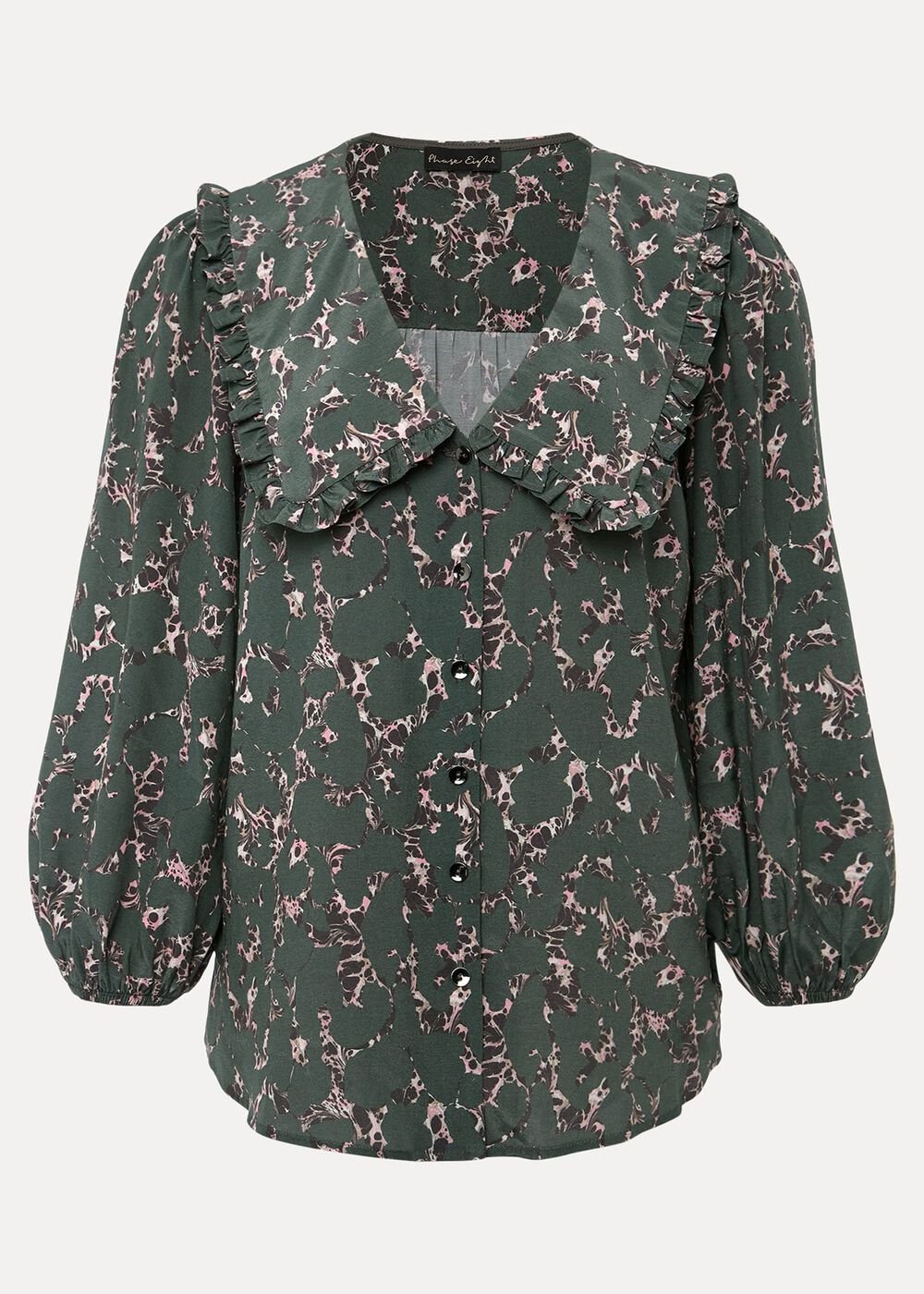 Marble Collar Blouse - Carbon/Multi
