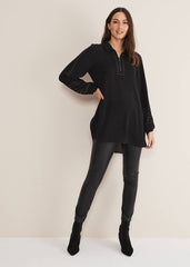 Tullulah Heatfix Sleeve Tunic Blouse - Black