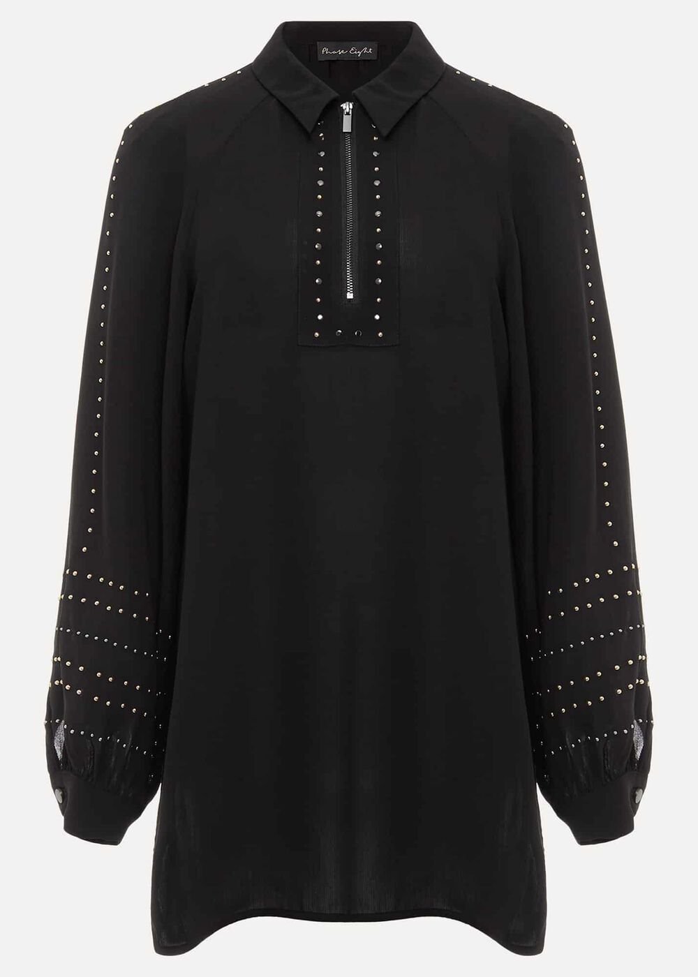 Tullulah Heatfix Sleeve Tunic Blouse - Black