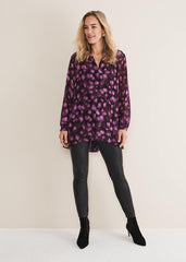 Rhian Chiffon Tunic Blouse - Purple