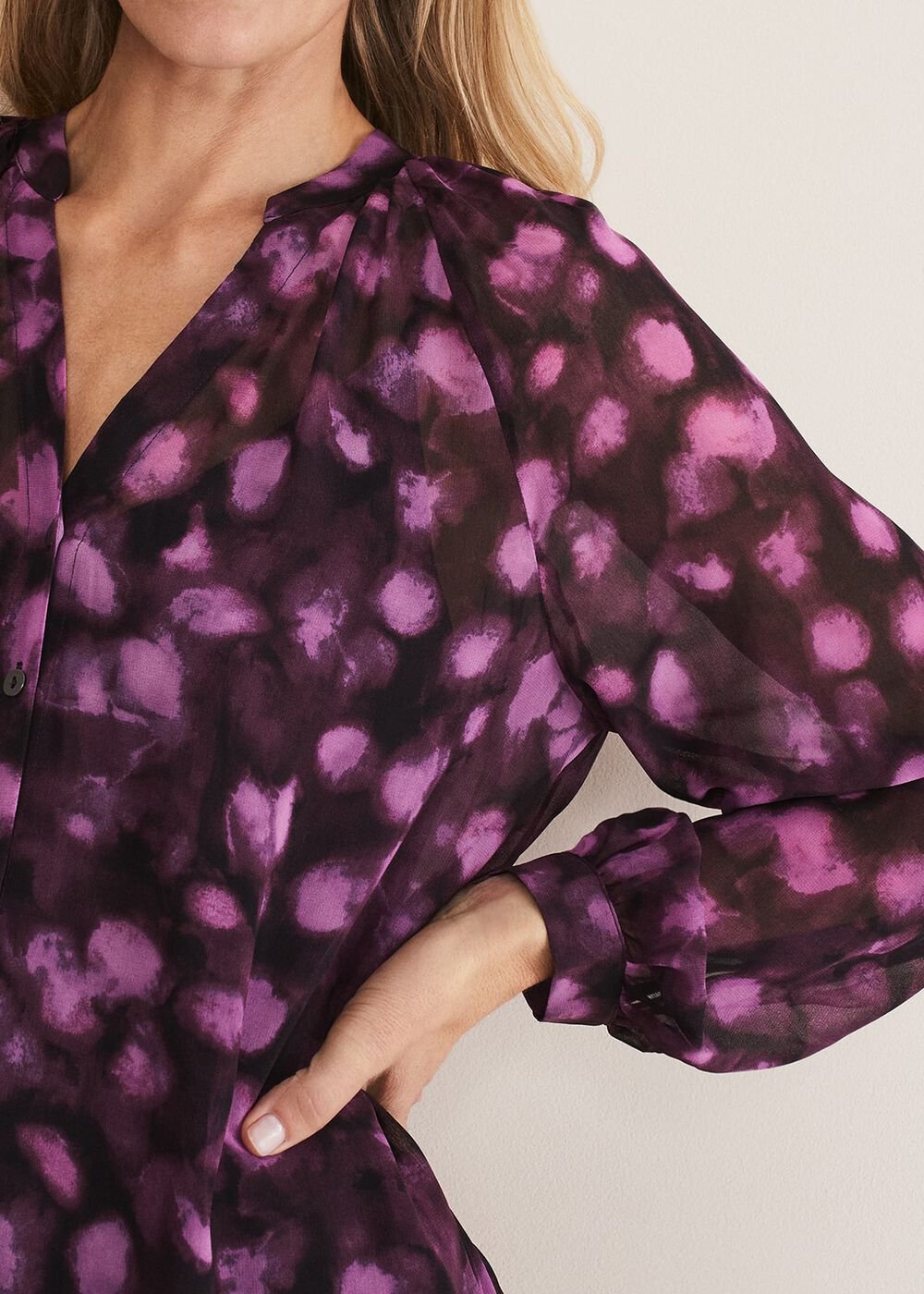 Rhian Chiffon Tunic Blouse - Purple