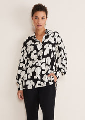 Luana Geo Print Blouse - Black/Cream