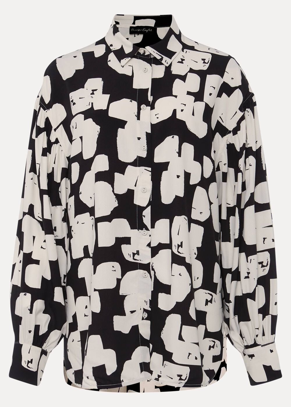 Luana Geo Print Blouse - Black/Cream