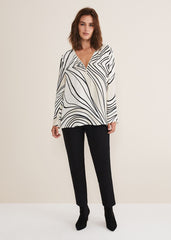 Macie Zip Blouse - Black/Cream