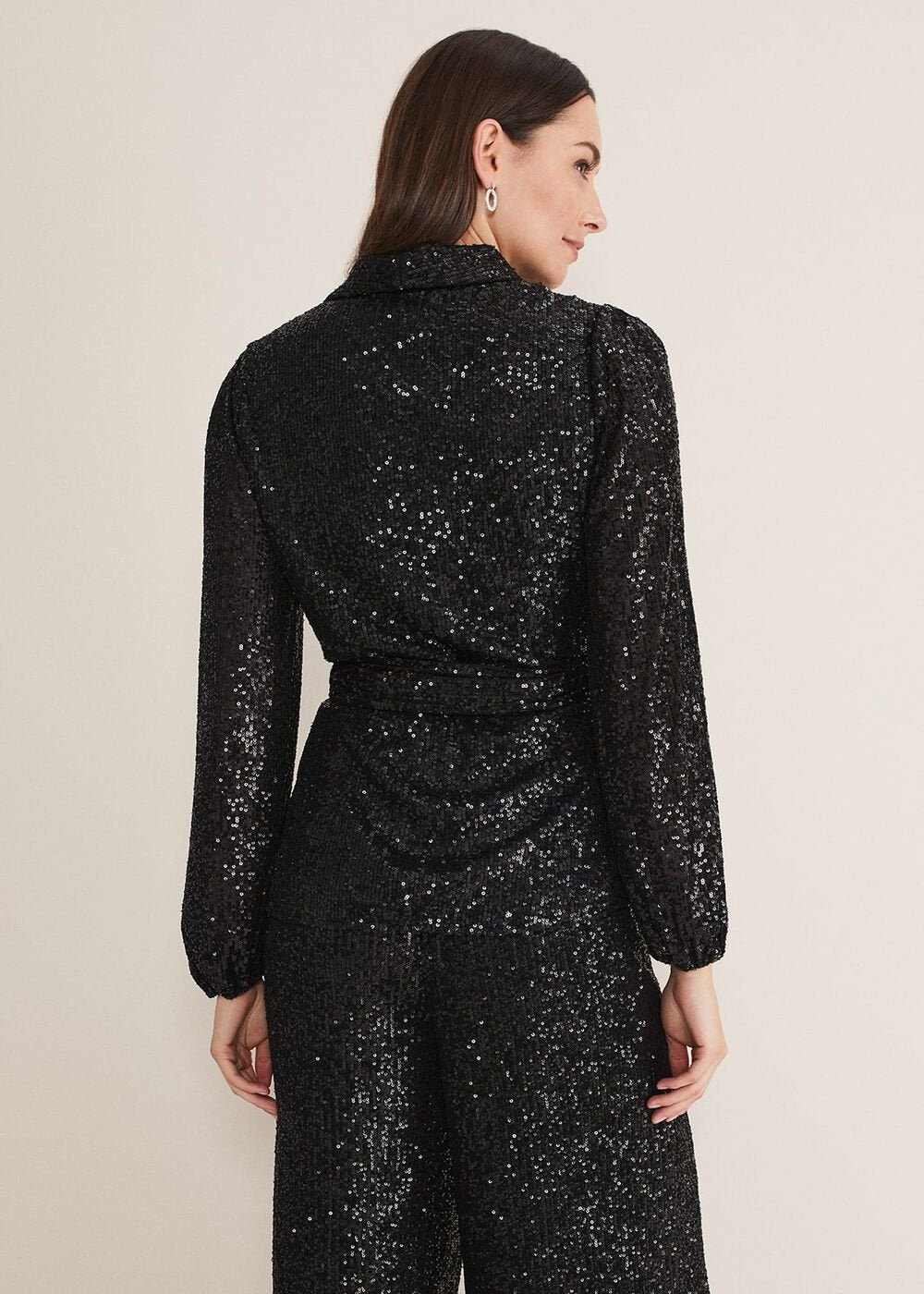 Florentine Sequin Blouse Co-Ord - Black